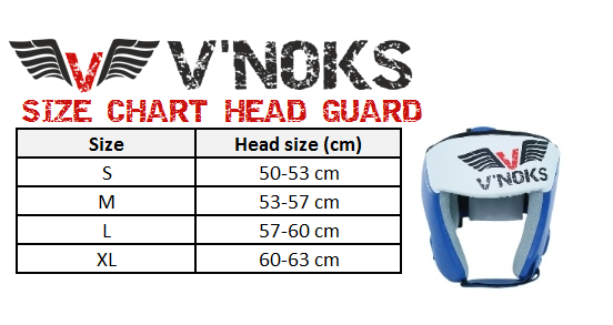 head guard size chart